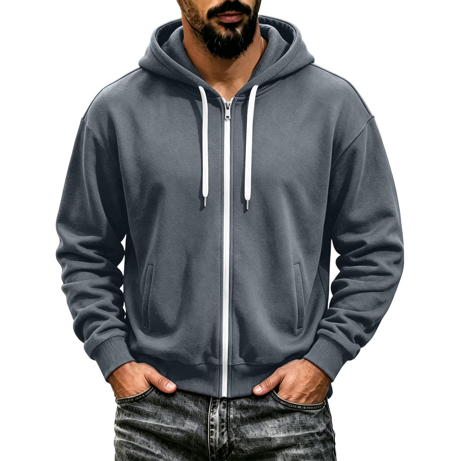 Sweatjacke Herren Kapuzenjacke Hoodie mit Reißverschluss Bequeme Übergangsjacke Winter Kapuzenpullover Trainingsjacke Einfarbig Sweatshirt Streetwear Sportjacke Lässig Mantel Sweatshirtjacke