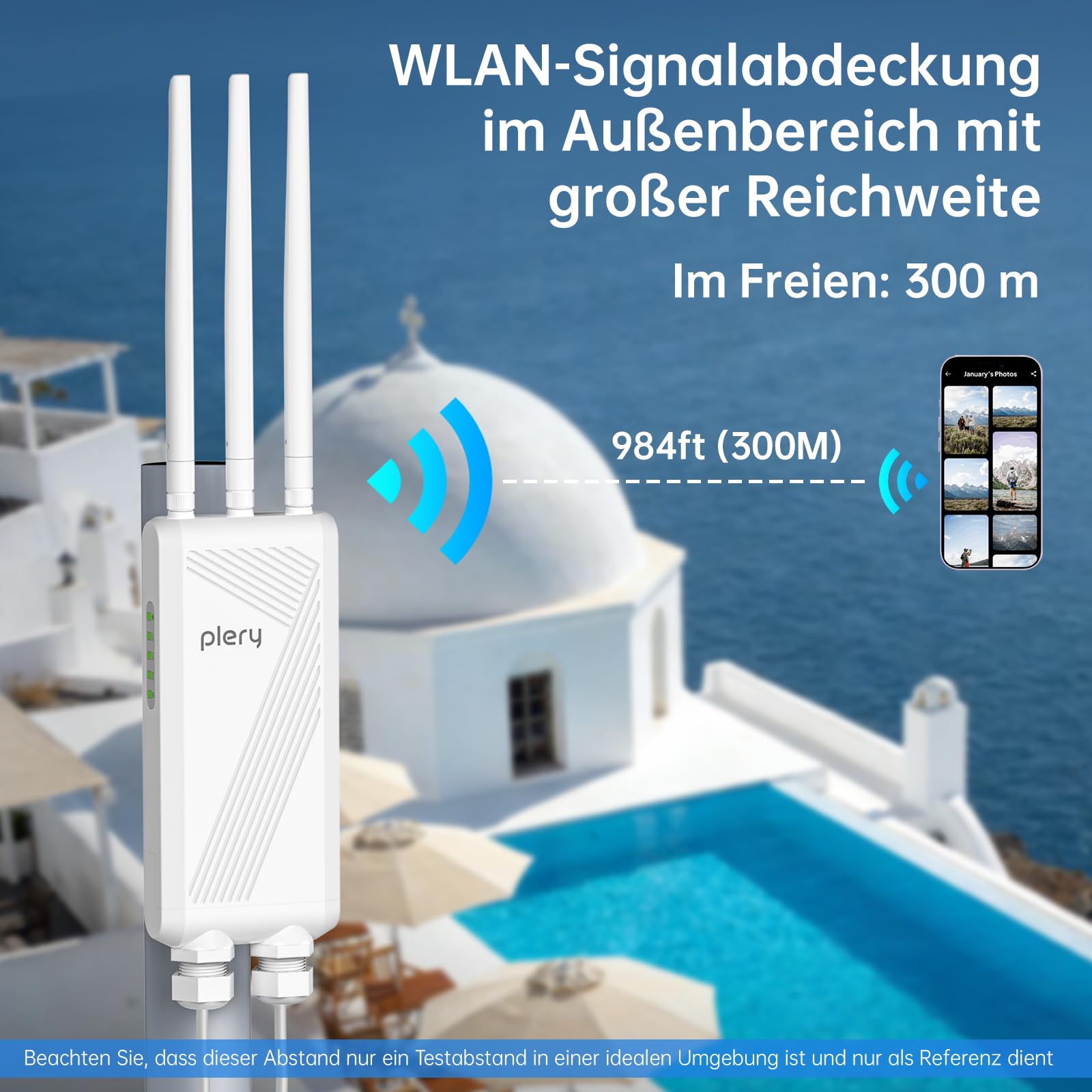 BE3600 WiFi 7 Outdoor WLAN Access Point WLAN Verstärker Mit PoE | Lange Reichweite WLAN Repeater Outdoor, 688Mbit/s 2,4GHz 2882Mbit/s 5Ghz Mit 3*5dBi Antennen, IP66 Wetterfestes Gehäuse