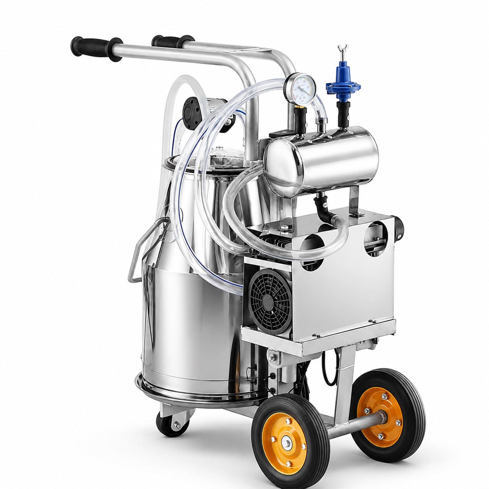 XEEAOFE Automatic Pulsation Milker, Goat and Cow Milking Machine, 6.6Gal/25L 304 Stainless Steel Bucket, Vacuum Pulsation, Food-Grade Silicone Cups, for Home Use