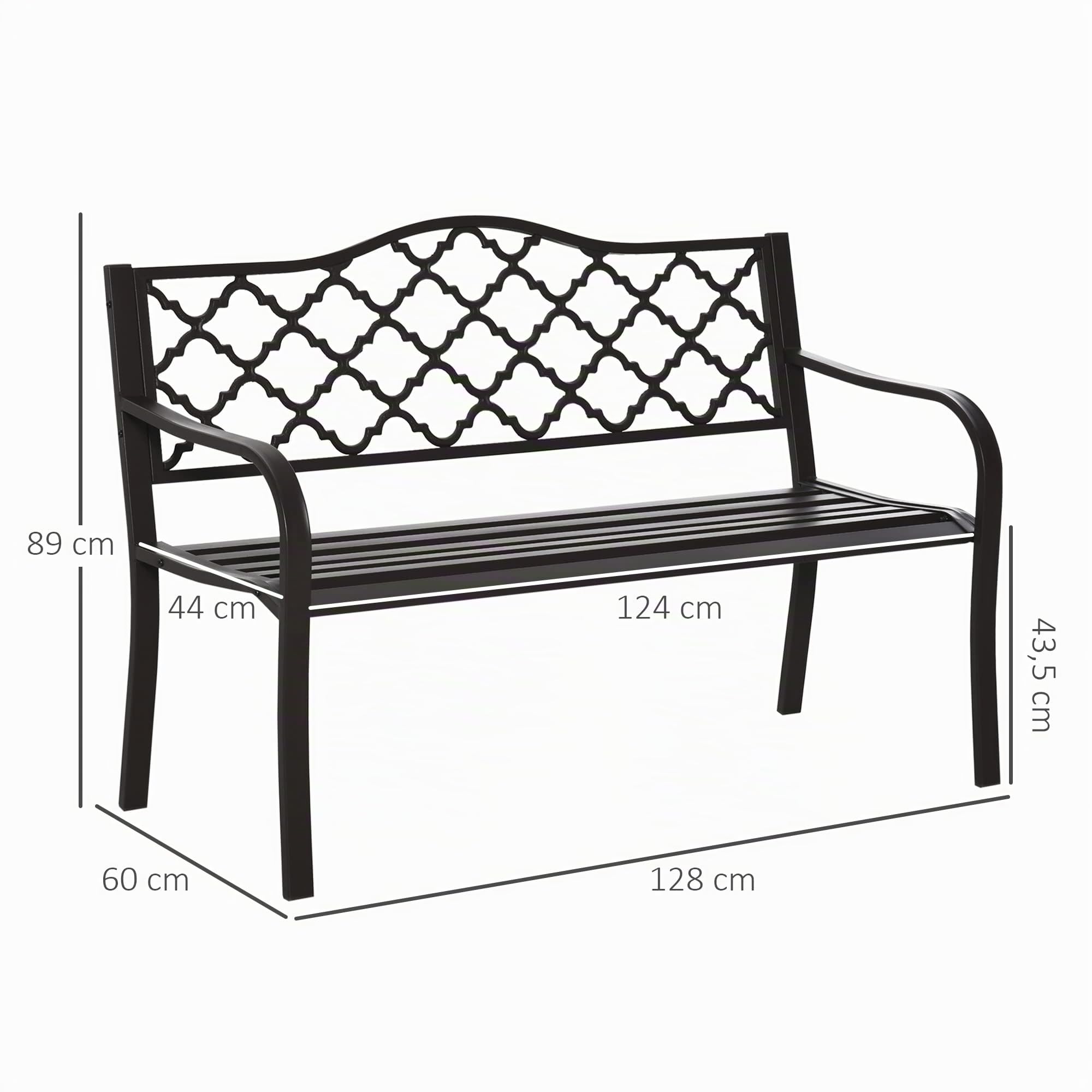 Outsunny Banc 3 Places de Jardin 128L x 60l x 89H cm Banc de Jardin Brun