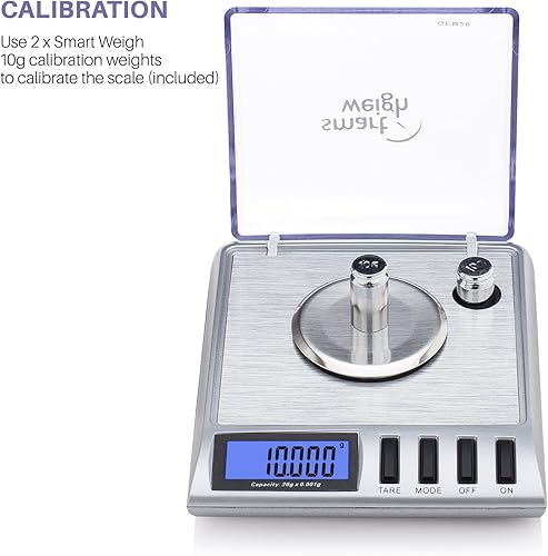 Miniatura 4 de Smart Weigh GEM20-20g x 0.001 Grams, High Precision Digital Milligram Jewelry Scale, Reloading, Jewelry and Gems Scale, Calibration Weights and
