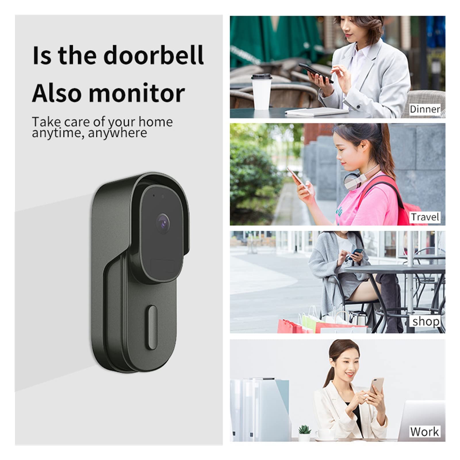 Videocamera per Campanello, Tuya Video Campanello Infrarossi Induzione Del Corpo Umano Rilevazione Del Movimento Basso Consumo Energetico Videocitofono Wireless Home,Allarme Casa,Citofono Smart