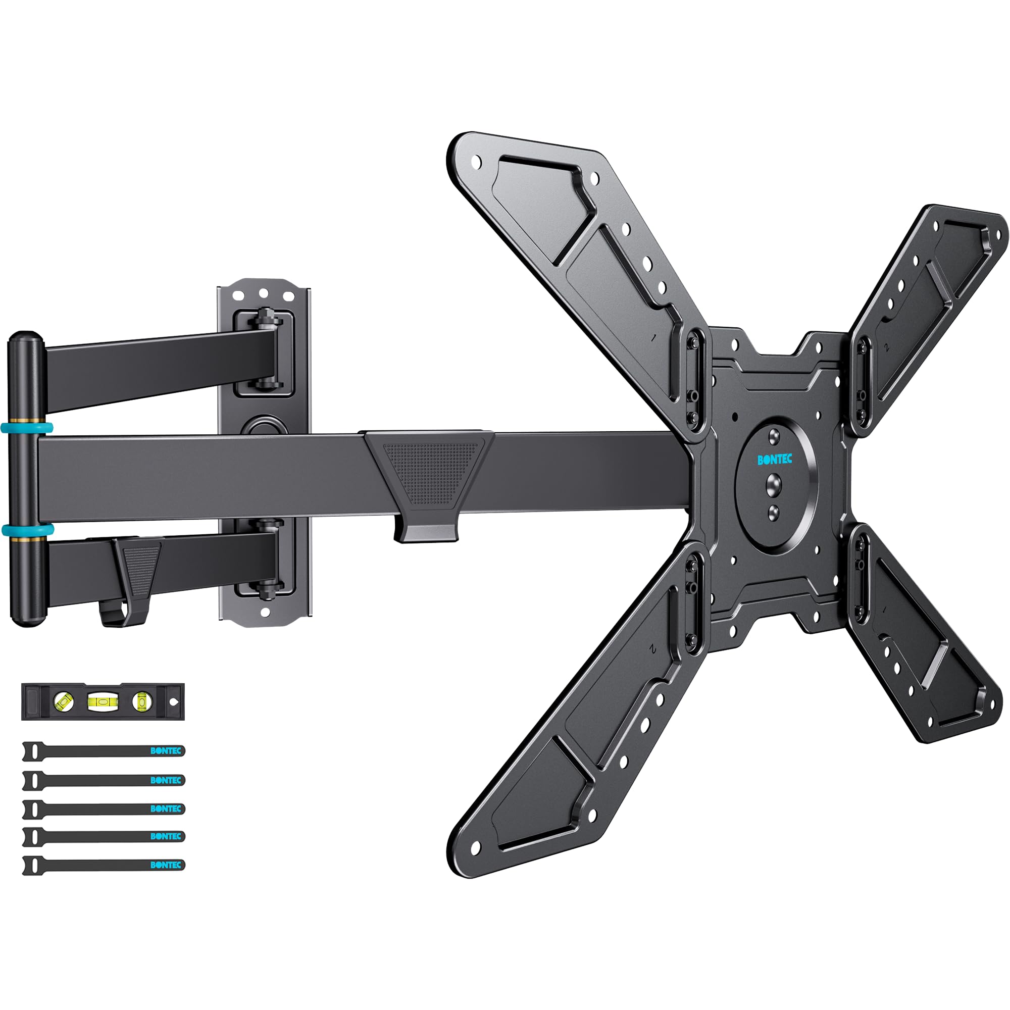 BONTEC Soporte de Pared articulado para TV de 32 a 75 Pulgadas, Brazo Extensible de 838 mm, rotación 90 Grados de Horizontal a Vertical, 50 kg, Giro e inclinación, Montaje en Esquina, VESA 600x400 mm