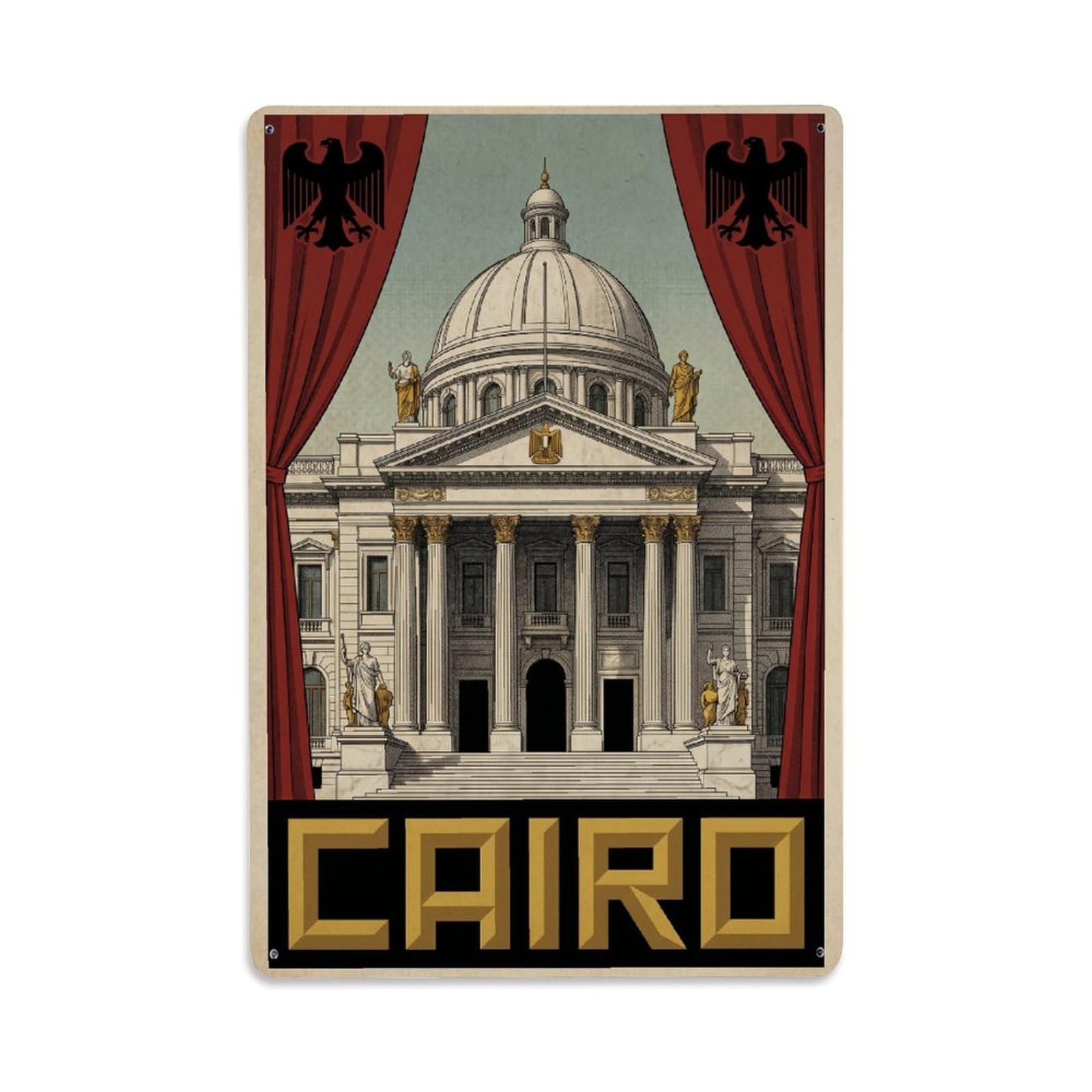 Gead 8X12inch Style Vintage Travel Cairo Royal Palace Metal Tin Sign