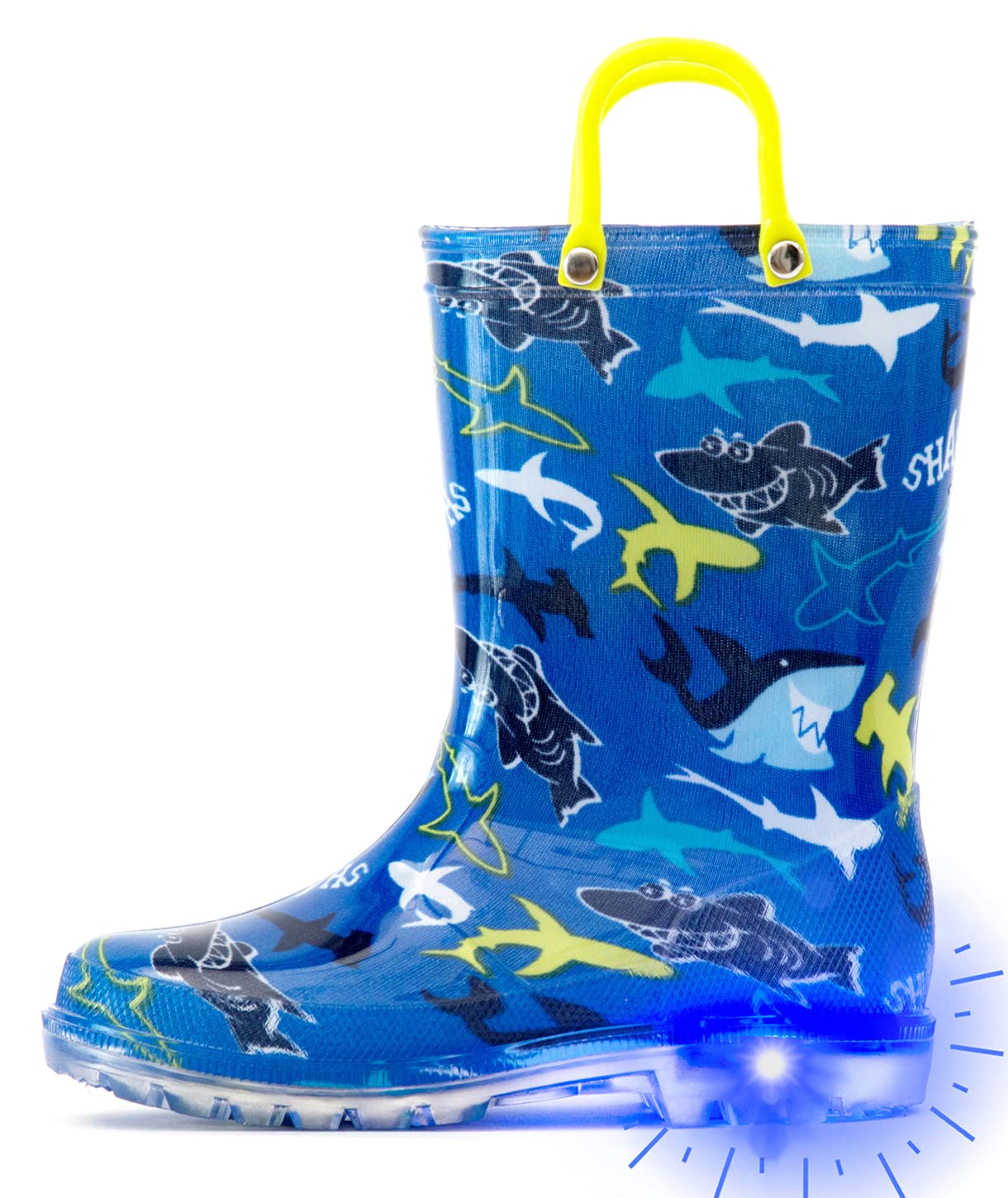 Outee Toddler Kids Adorable Lightwight Waterproof Rain Boots Light Up by Steps