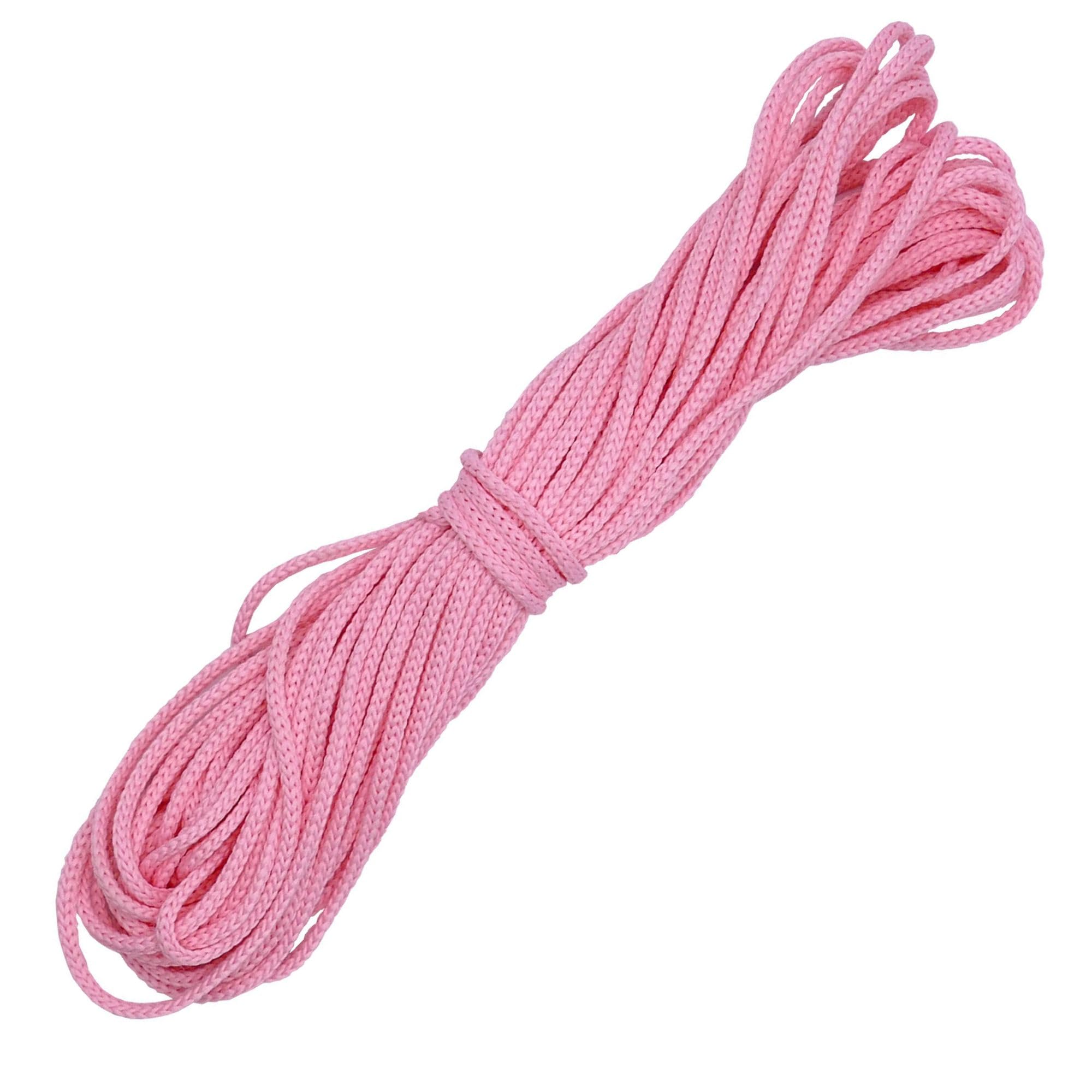 Durable Nylon Anorak Cord – 3mm Braided Drawstring Laces Hoodie String Jogger String Clothing Cord Lace Tying Lanyard Rope for Craft Projects – Pink 10 metres