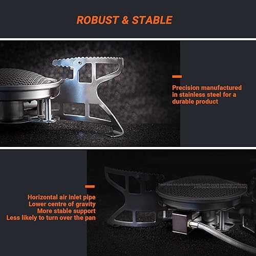 Vista 20 de Bulin Estufa de camping quemador de 3500 W/3800 W/5800 W/6800 W/18000 W ajustable ultraligera estufa de mochilero a prueba de viento estufa