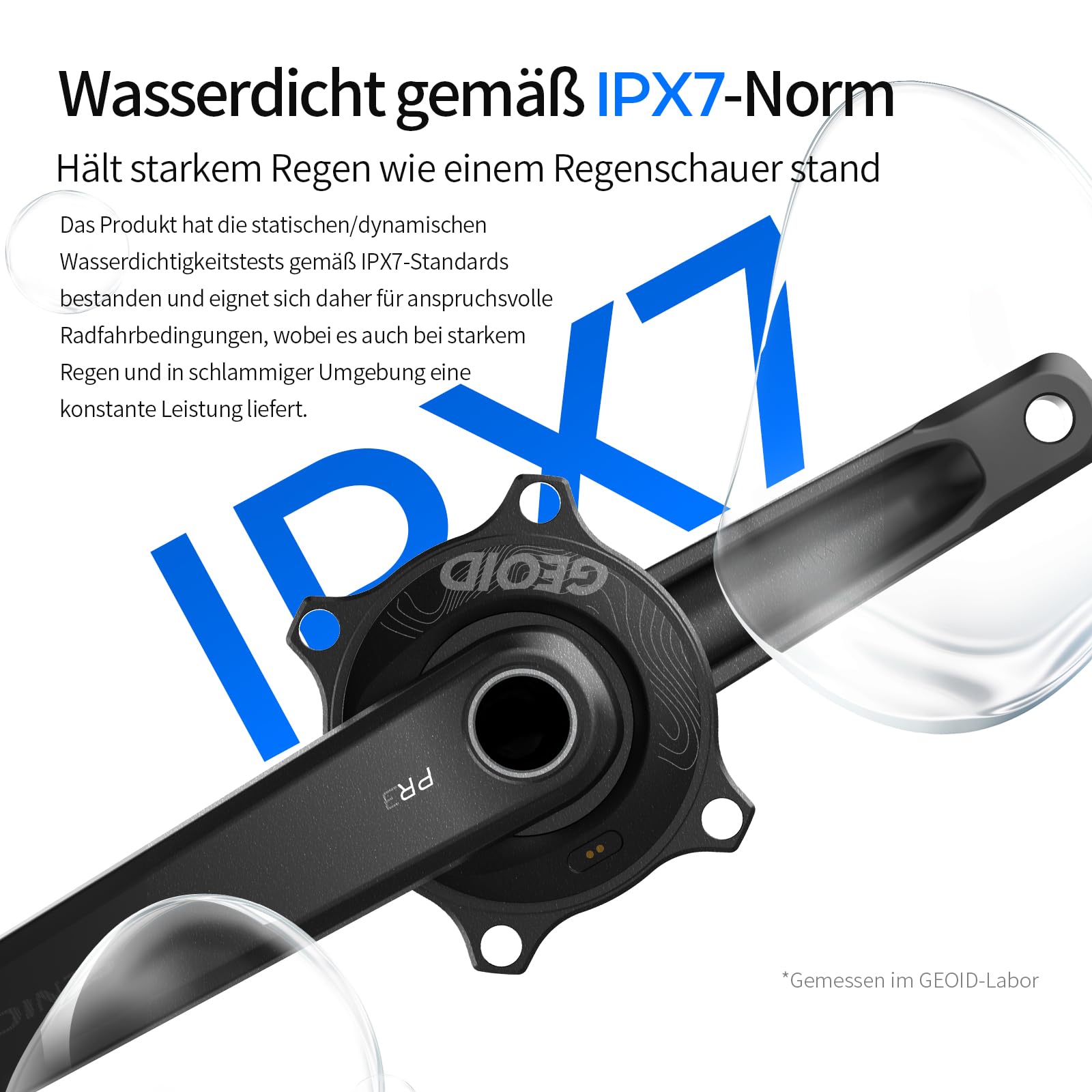 GEOID PM500 Leistungsmesser für Rennräder - Kurbelsatz Leichtbau 680g mit Präzision ±1,5%, Akku 300 Stunden, 110 BCD, Bluetooth/ANT+, IPX7 Wasserdicht