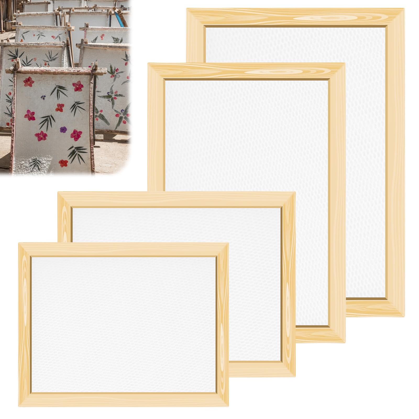 Cornice per la produzione di carta, in 4 misure, per la produzione di carta, per la produzione di carta, per la produzione di carta fai da te, teenager insegnamento della carta