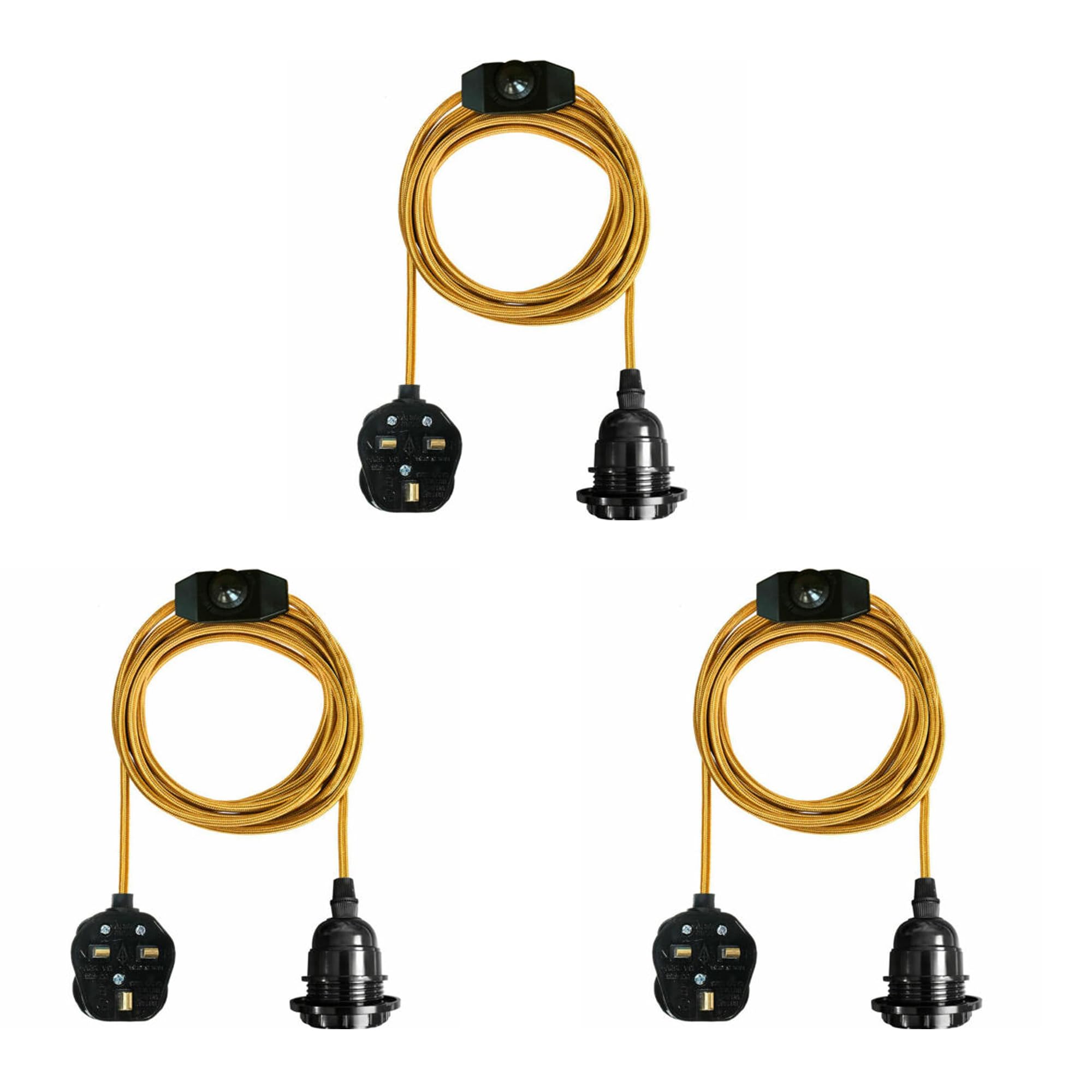 LEDSONE 3 Pack 2m Plug In Pendant Light Ceiling Lighting Fitting