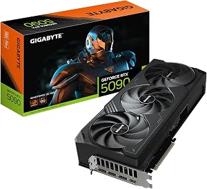 GIGABYTE GeForce RTX 5090 WINDFORCE OC 32G Graphics Card, WINDFORCE Cooling System, 32GB 512-bit GDDR7, GV-N5090WF3OC-32GD Video Card