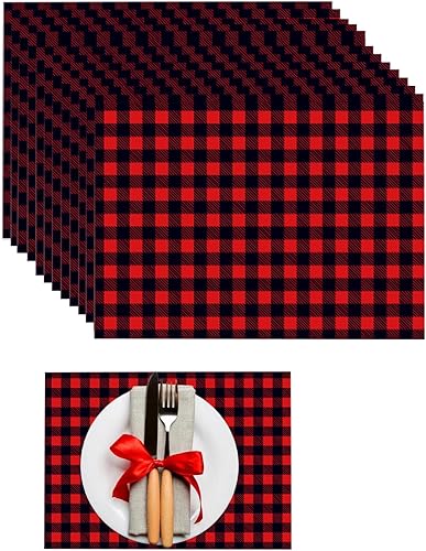 Manteles individuales de papel desechables de Navidad, a cuadros, rectangular, Navidad, invierno, Año Nuevo, vacaciones, boda, baby shower,