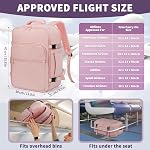 ETRONIK Travel Backpack for Women Men, Waterproof Carry on Luggage for Airplanes Travel Bag, TSA Flight Approved 15-inch Laptop Backpack, Weekender Bag Casual Daypack for Work College Hiking, Pink