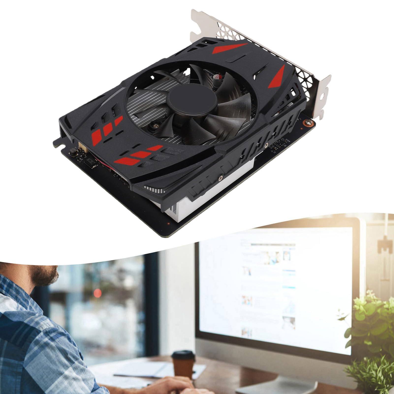 Jectse Scheda Grafica, GPU da Gioco GDDR6 da 4 GB a 128 Bit con PCI Express 3.0 X16, Supporto 1080p 1440p, Raffreddamento a Ventola Singola per Giochi per Computer