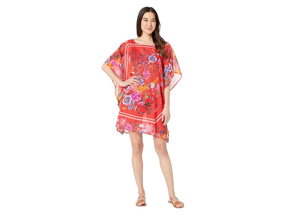 

Echo Design Floral Status Caftan Cover-Up (Resort Red) Women's Swimwear