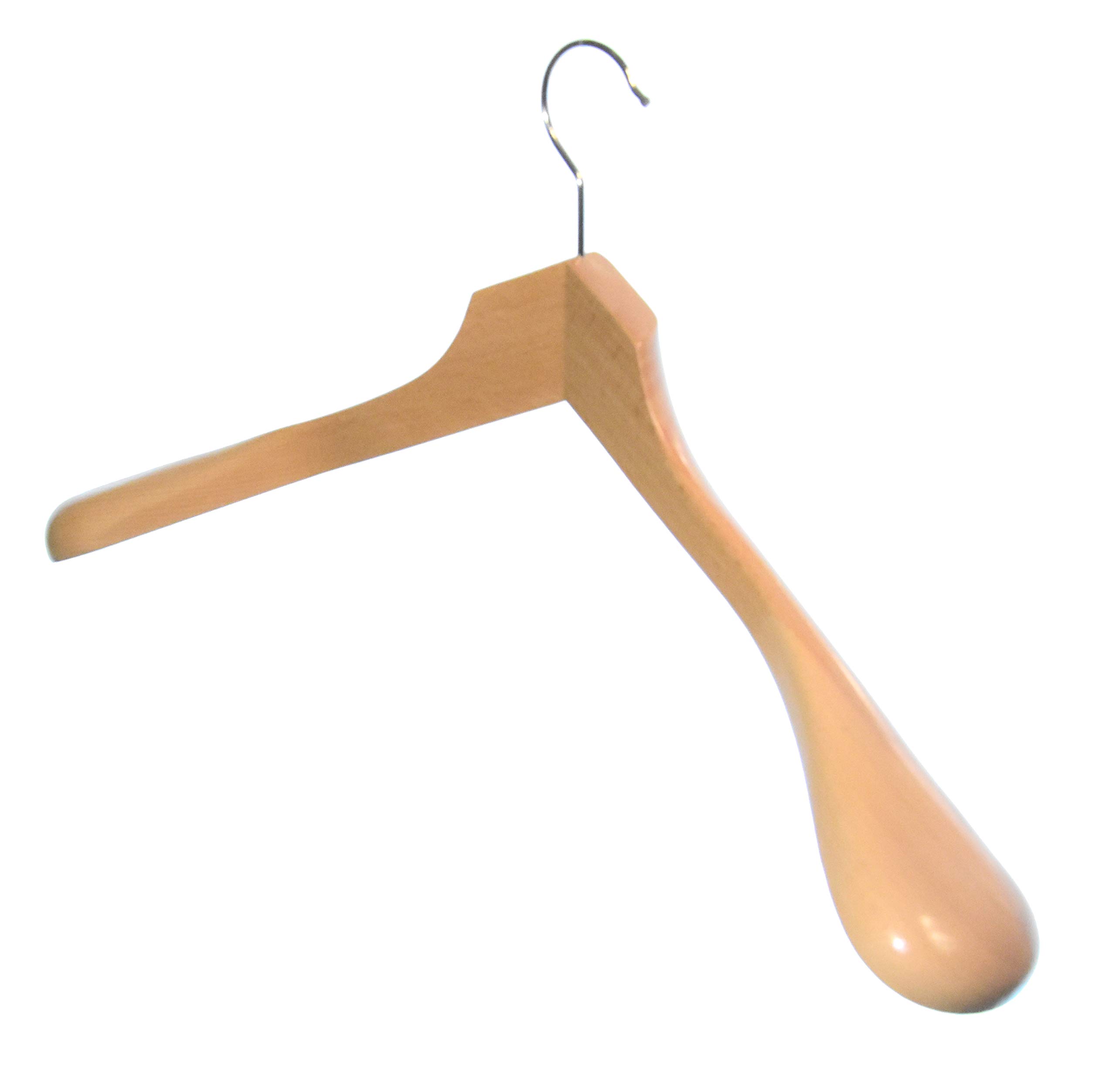 Kleiderbügel aus Holz, 5 St. Schulterbügel, Natur lackiert, mit extra Breiten Schulterteilen, 50 cm, Sondergröße