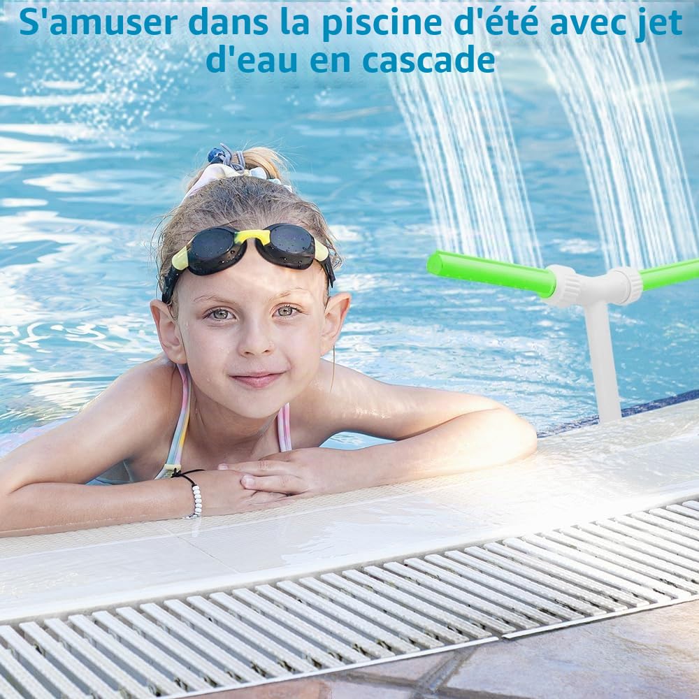 Fontaine de Piscine Cascade à Double Jet avec Arrosage Réglable Haute Pression, Deux TêTes et Connecteur 1,5 in
