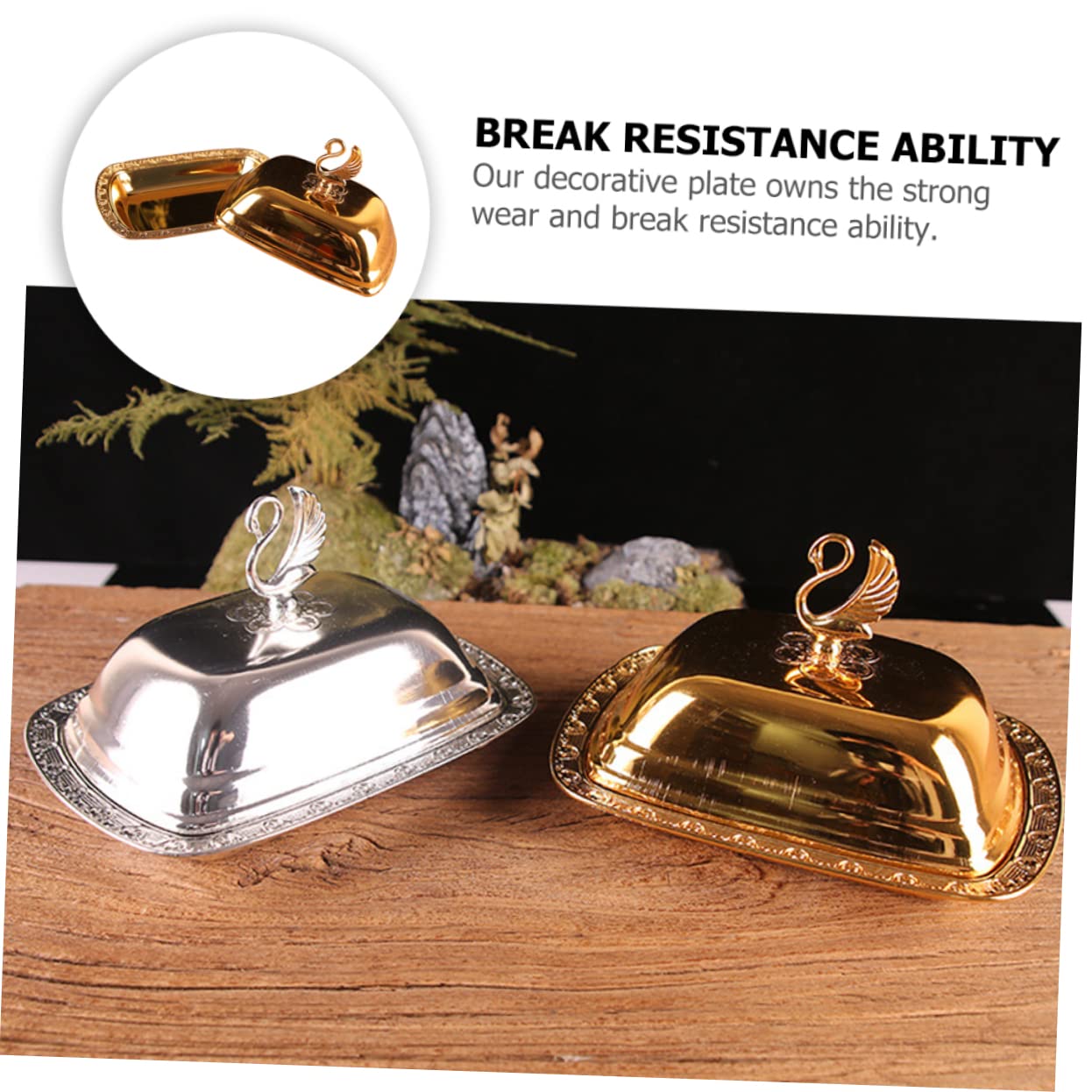 Vassoio Porta Snack con Coperchio in Acciaio Inox Oro | Stile Europeo, Portatile e Resistente alla Rottura, per Esposizione Decorativa in Soggiorno