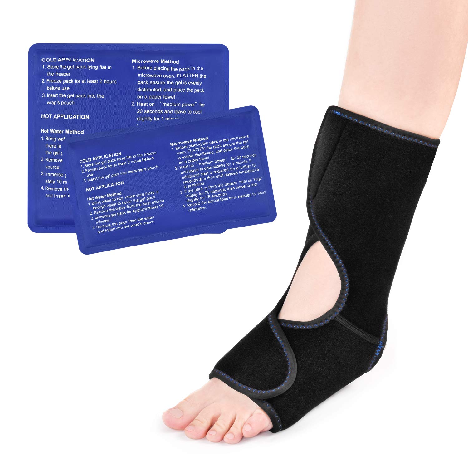 Buy Foot & Ankle Ice Pack Wrap, Reusable Cold Compress with 2 Gel Packs