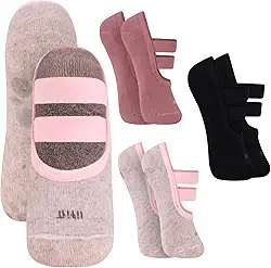 Kit 03 Pares de Meia Sapatilha Antiderrapante Pilates Trifil Com Dupla Faixa Tensora e Sustentação