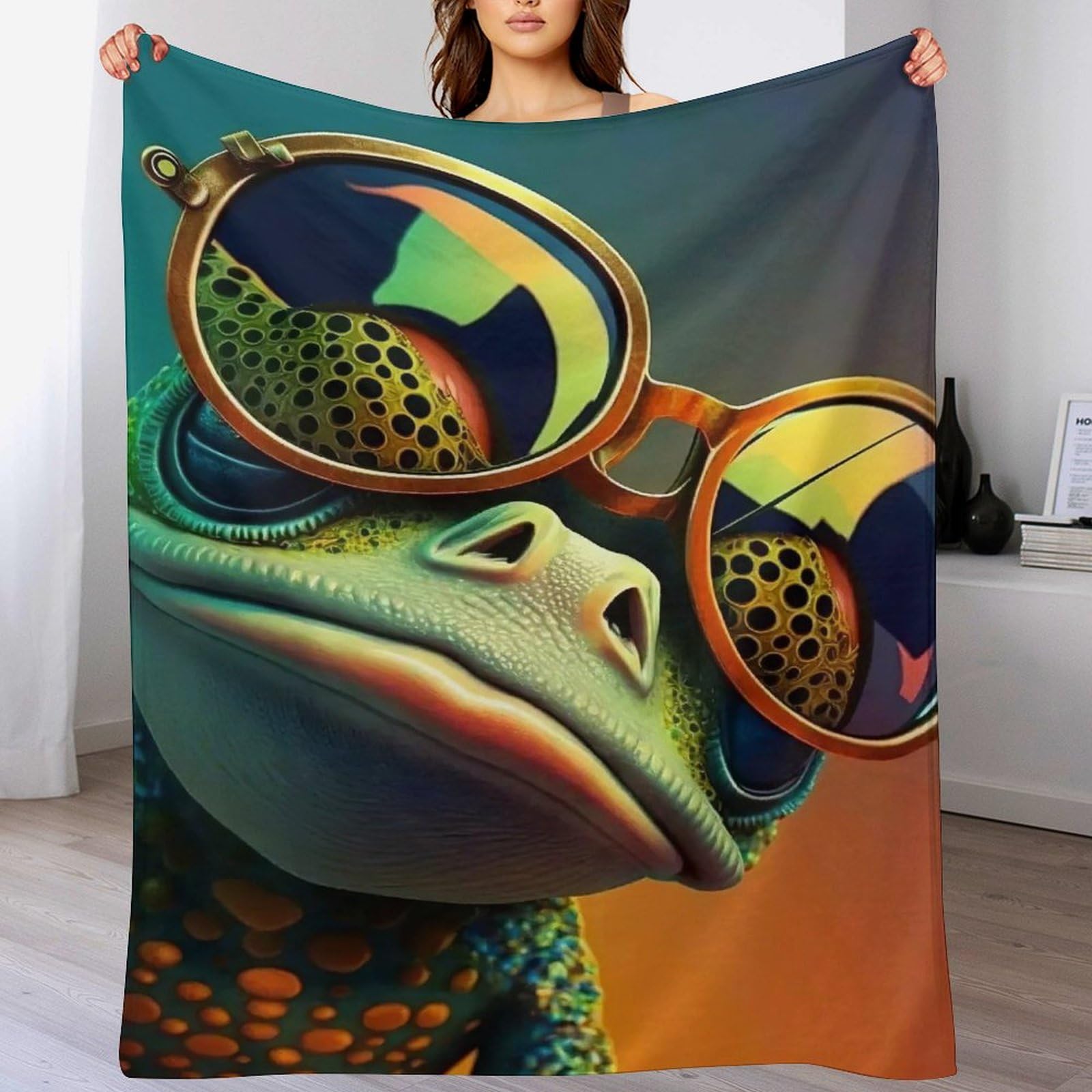 Couverture grenouille originale plaid moelleux en flannel idée cadeau enfant et bébé