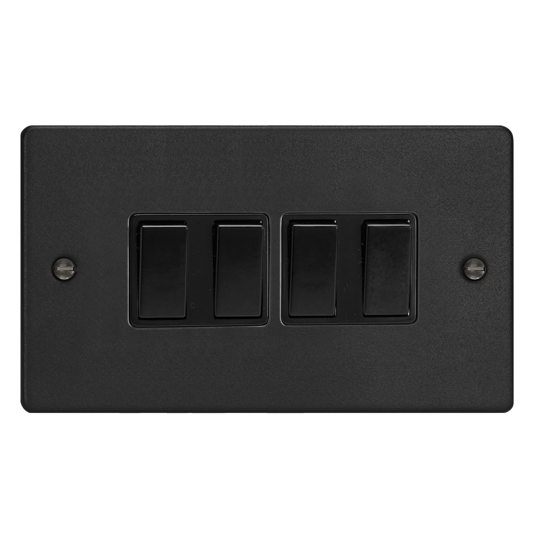 Varilight 4-Gang 10A 1- or 2-Way Rocker Switch Twin Plate Matt Black