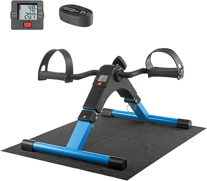 Mini Pedal Exerciser with LCD Display, Portable Leg & Arm Exercise Bike, Adjustable Resistance Mini Bike for Home Fitness & Rehabilitation, with Non-Slip Pedals & Strap