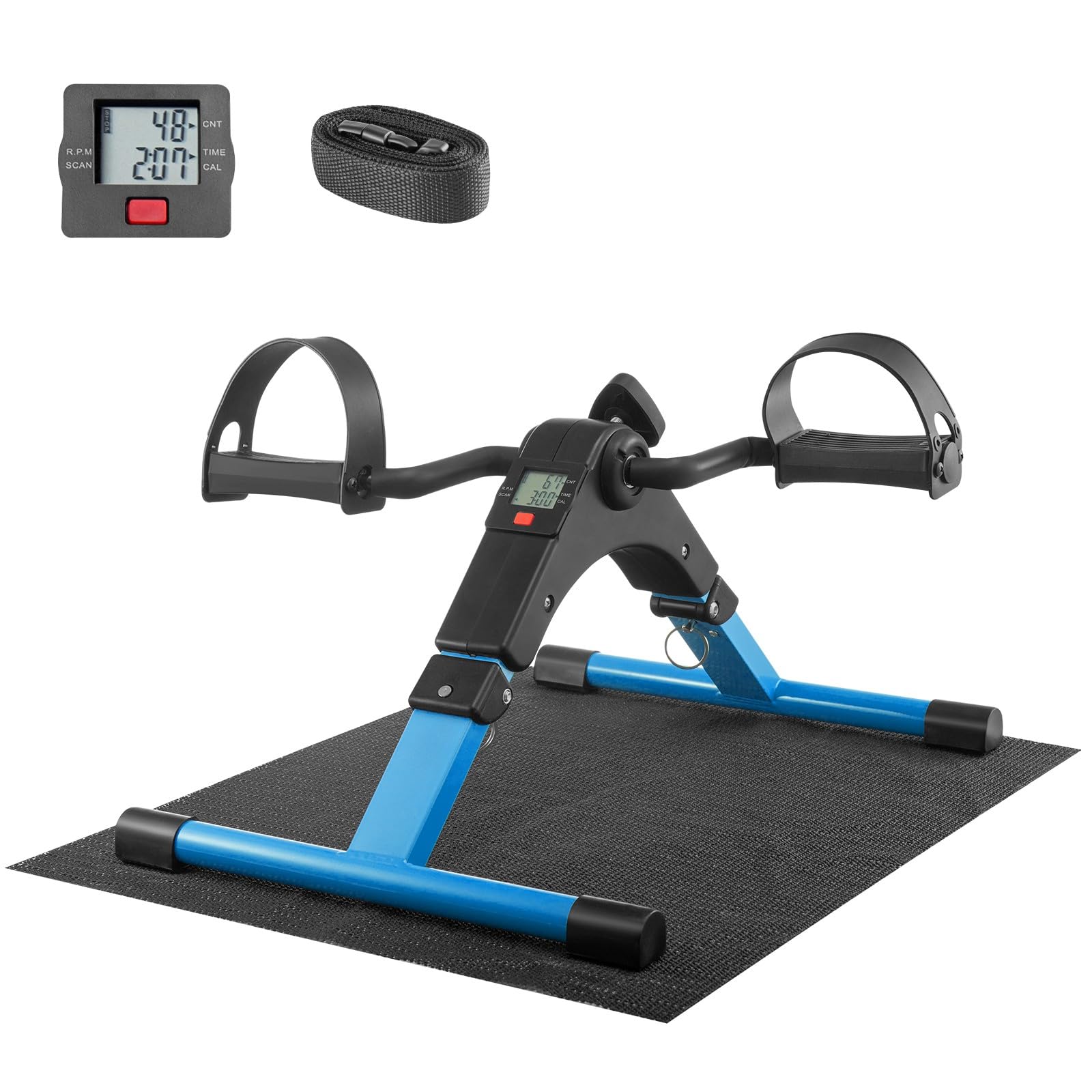 LN COZY CORNER Mini Pedal Exerciser with LCD Display, Portable Leg & Arm Exercise Bike, Adjustable Resistance Mini Bike for Home Fitness & Rehabilitation, with Non-Slip Pedals & Strap (Blue)