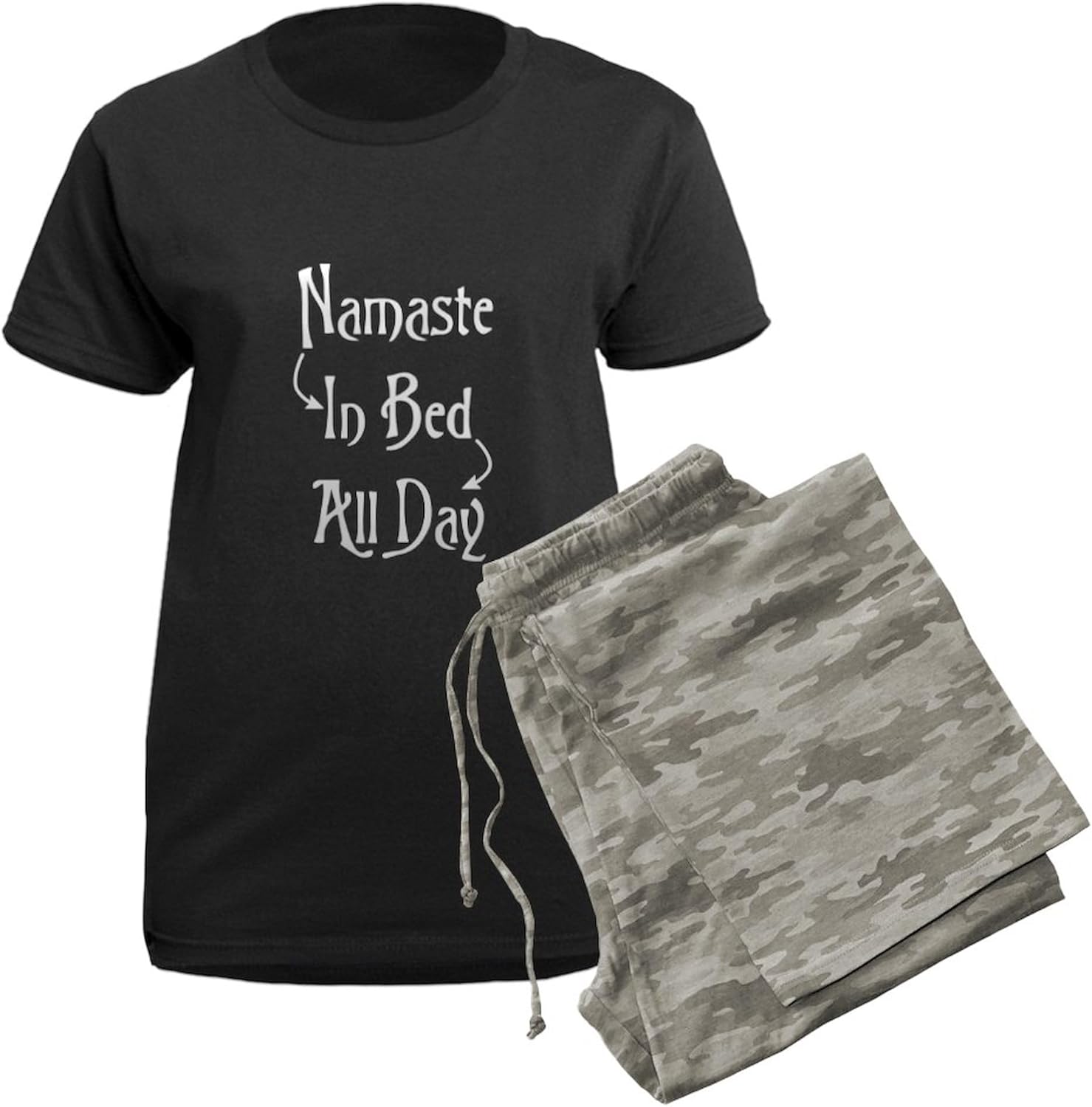 CafePress Namaste In Bed All Day Women's Dark Pajamas Womens Novelty PJ Sleepwear