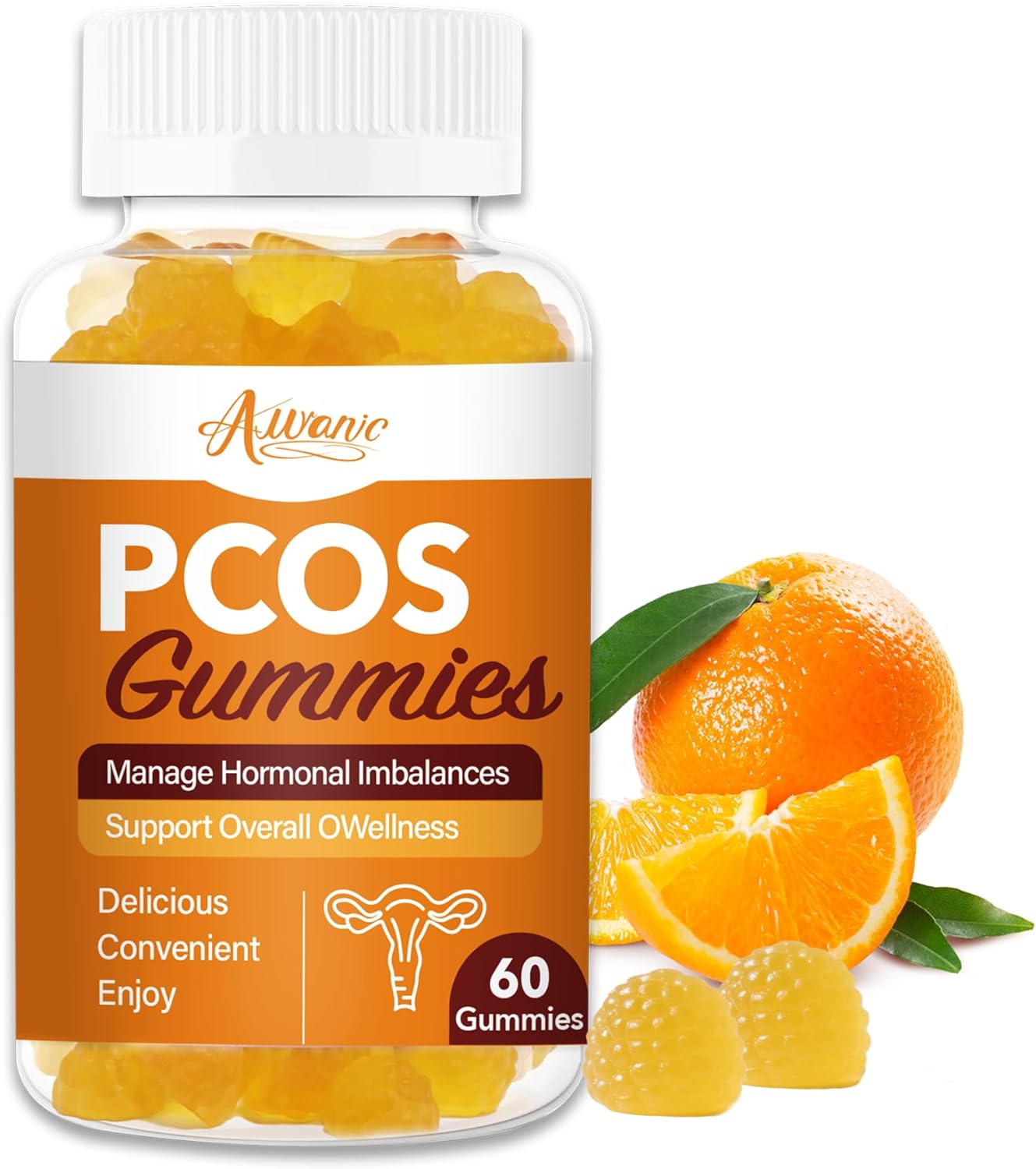 PCOS Gummy for Hormonal Balance, Vitamins for Women Fertility & Ovarian Conception Support, Gummies with Multivitamin, Myo Inositol and Folate, Helps Menstrual Cycle and Ovulation Health