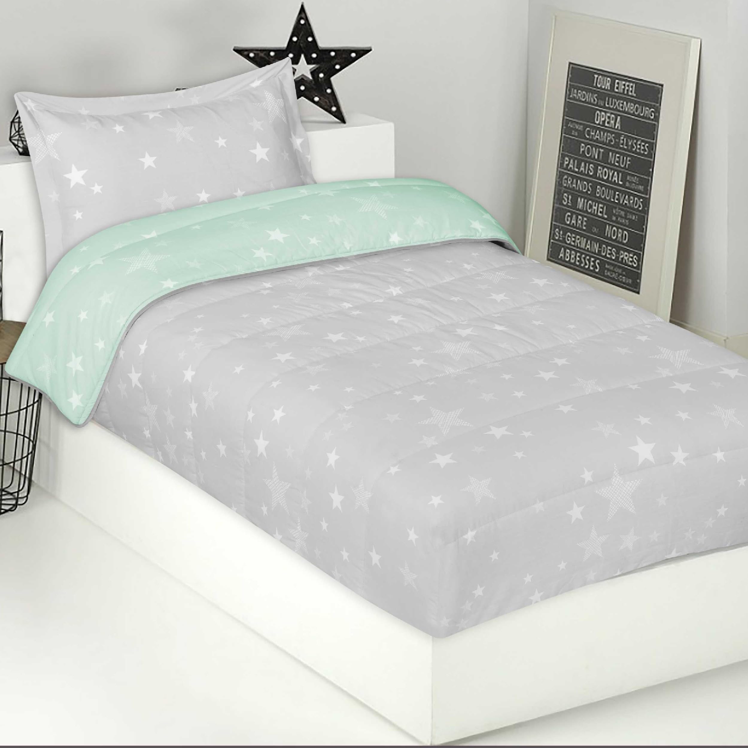 DHESTIA HOME Edredón Ajustable Cama Infantil Stars Color Gris Talla Cama 90