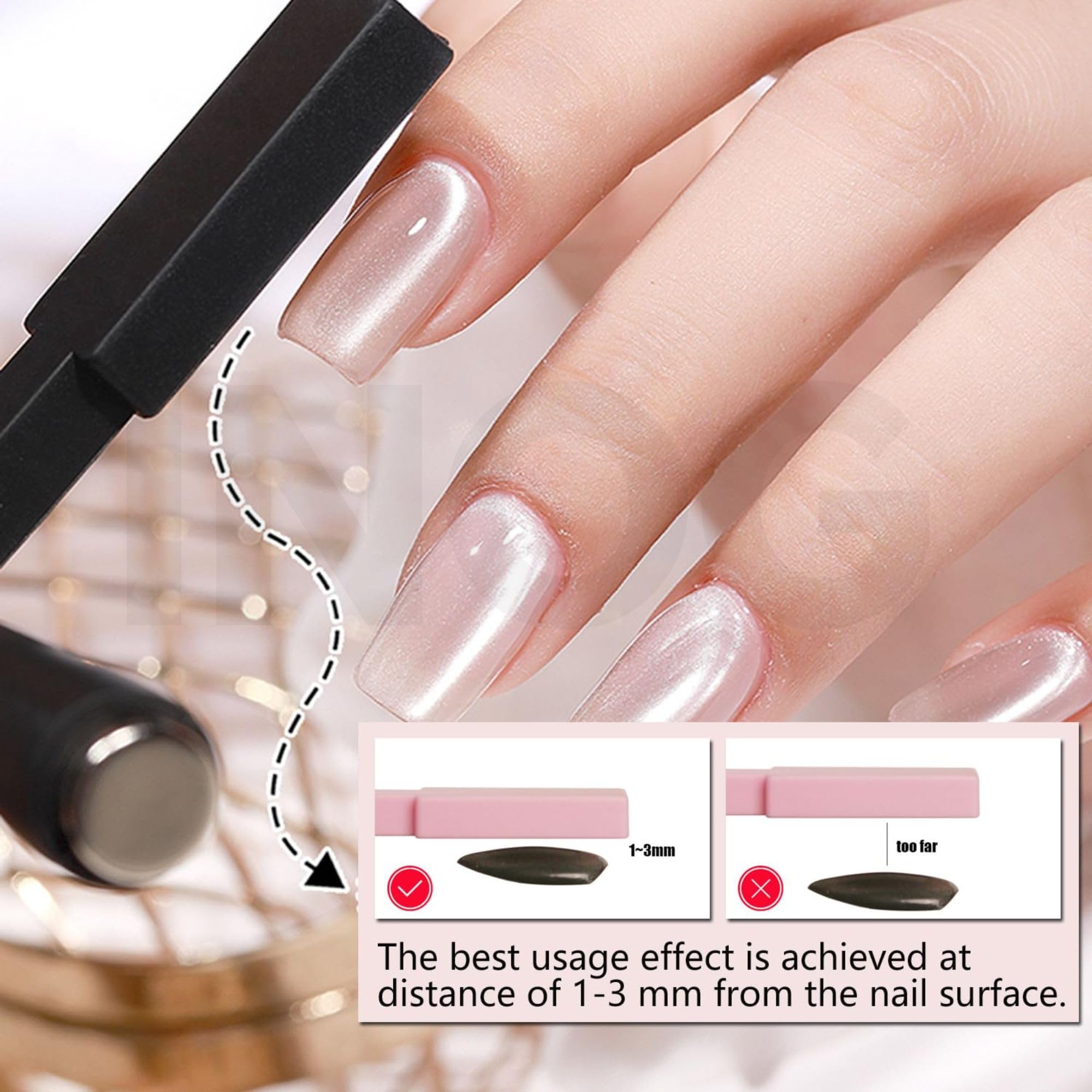 INOG Nail Magnet Tool, Super Long Double-head Nail Magnet Pens Magnet Stick 3D Magnetic Cat Eye Gel Polish Nail Art, for DIY 3d Magnetic, Salon, Studio or Home (6 in 1) 3