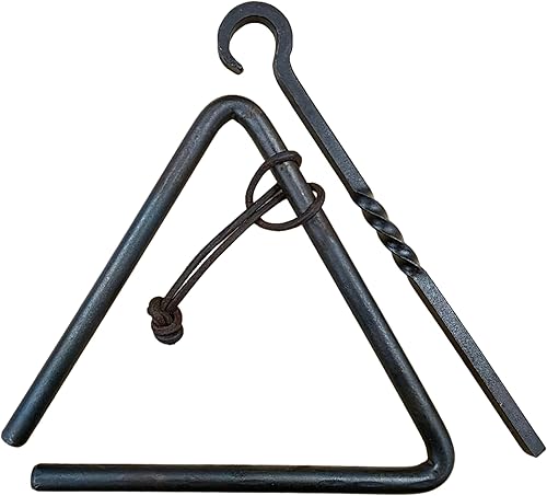 Chuck Wagon Dinner Bell Wrought Iron Striker and Leather Strap for Hanging (8" x