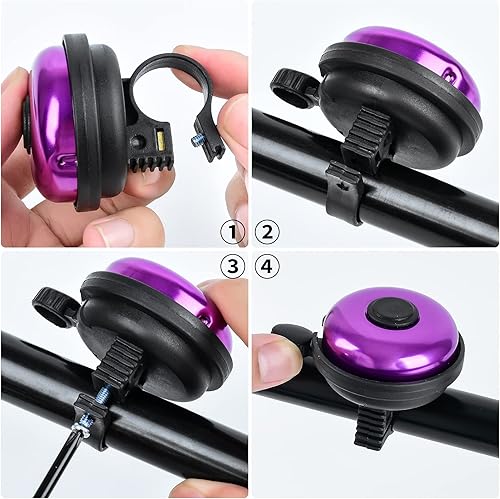 Miniatura 7 de Campana de bicicleta clásica, campana de bicicleta de aluminio, sonido nítido y claro para bicicleta para adultos y niños