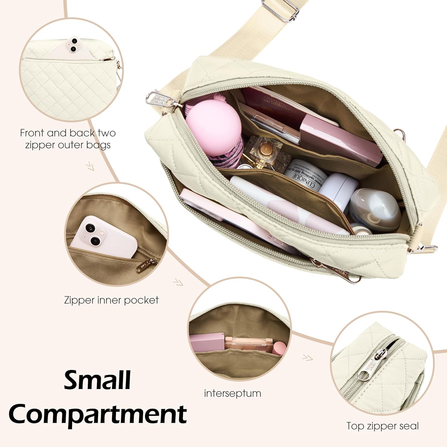 KALIDI Small Women's Crossbody Handbags Quilted Crossbody Bags for Women Ladies Lightweight Puffer Shoulder Purse | Small, for Women, Ladies, Lightweight, Puffer - Image 4