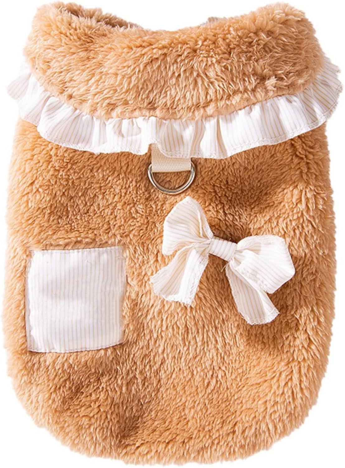 Lace Bow Decoration Puppy Coats Fleece Winter Dog Shirts Winter Dog Coats for Small Medium Dogs for Chihuahua Yorkie Teacup Dog Christmas Outfit