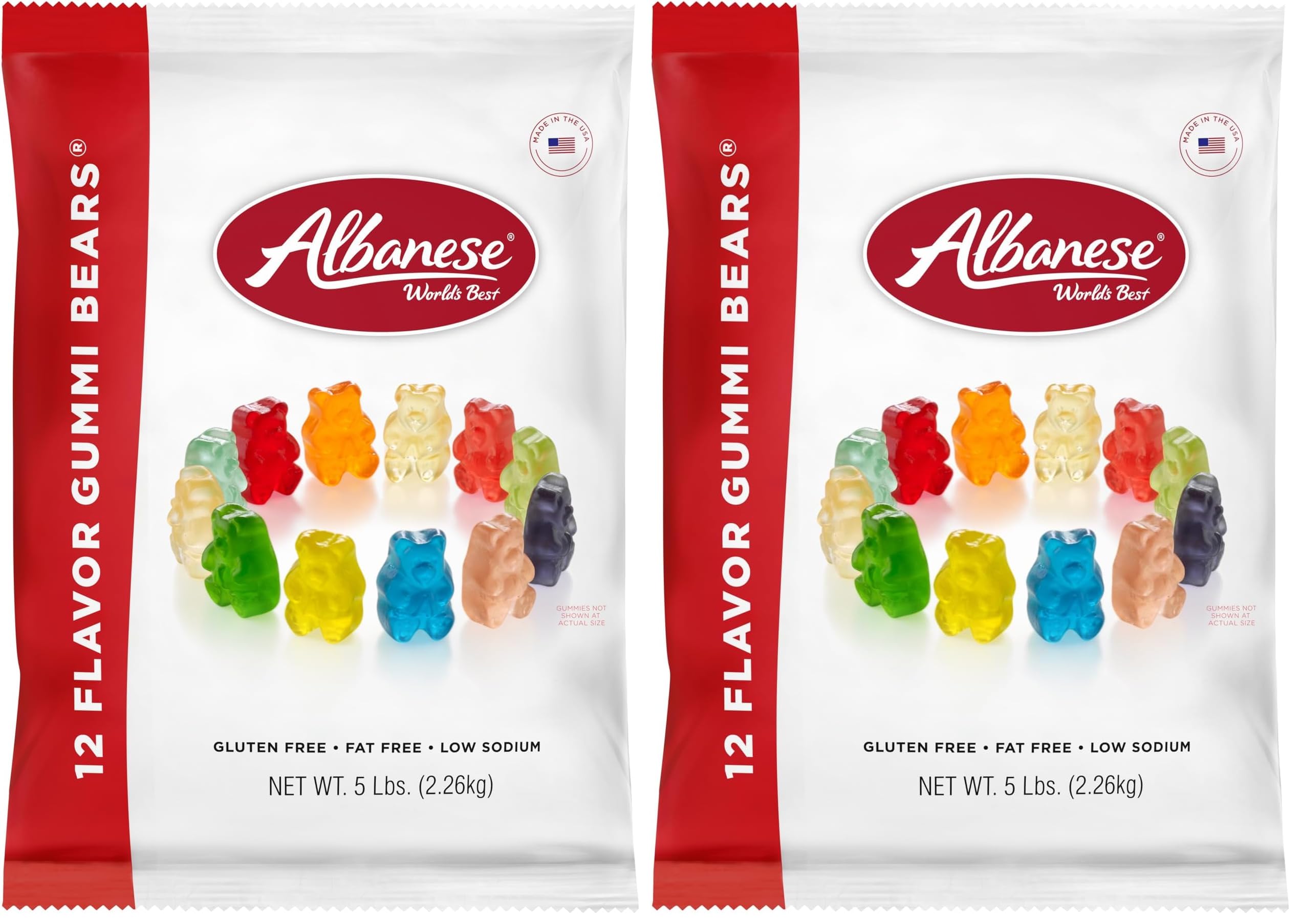 Albanese World's Best 12 Flavor Gummi Bears, 5lbs of Candy (Pack of 2)