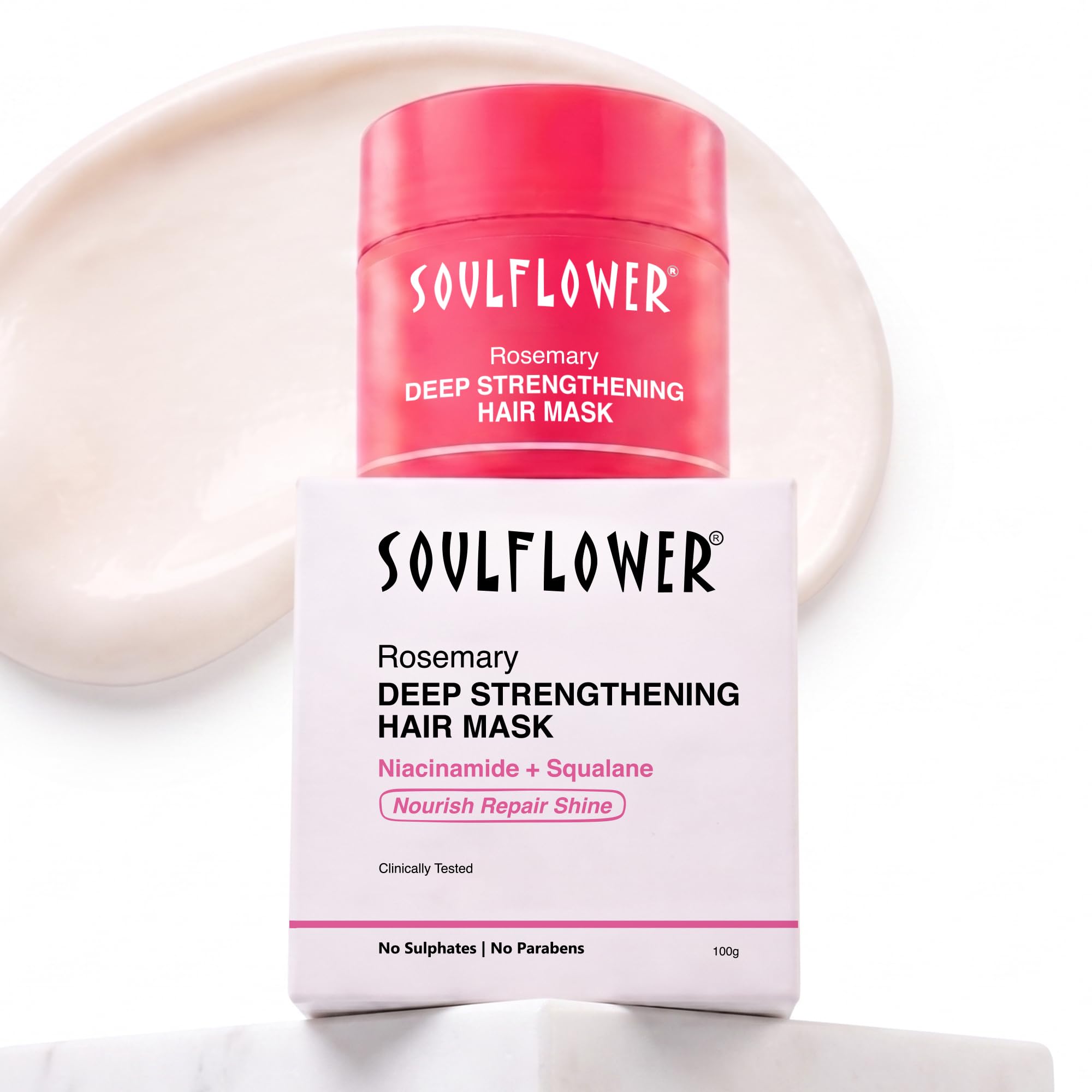 Soulflower Rosemary Deep Strengthening Hair Mask for Dry, Damaged & Frizzy Hair with Niacinamide| Clinically Tested for +73% Softer, +72% Smoother & +70% More Shine|Strengthens Scalp|Women & Men|100g-image-47