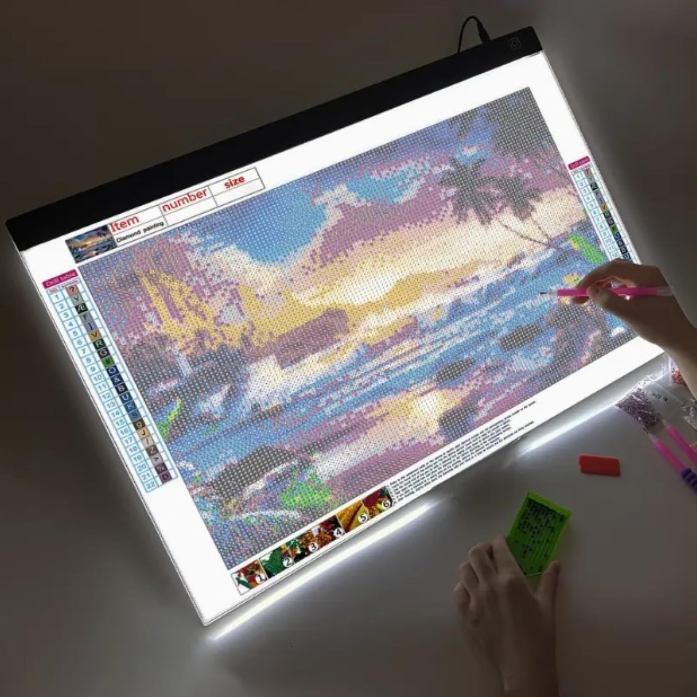 Tavola Luminosa Portatile A4 Ultra-Sottile con LED, Regolabile, per tracciatura Artistica, Artigianato, Schizzi, Visione a Raggi X e Pittura a Diamante, per artisti e disegnatori 3 Level dimming A2