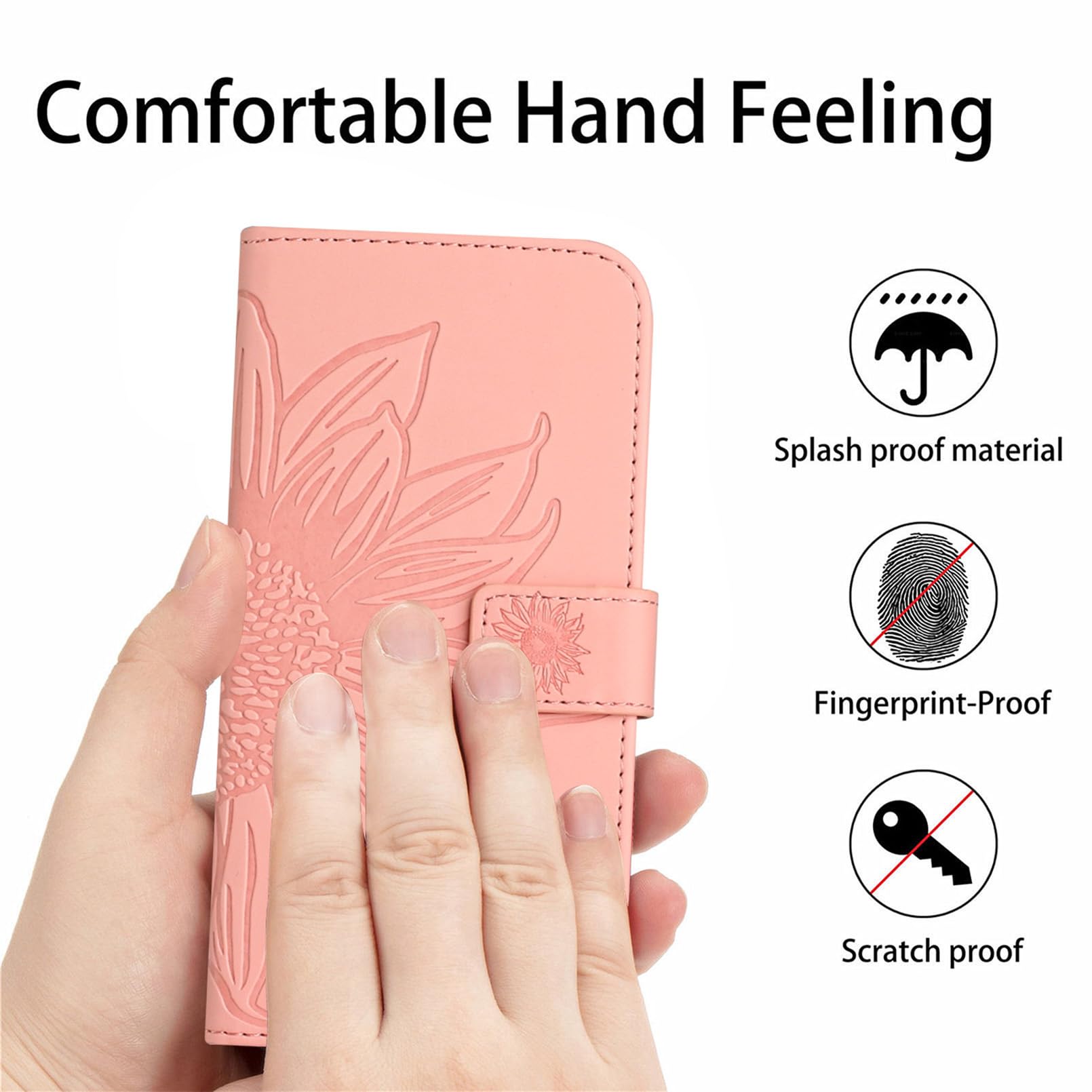Funda Cartera Con Girasoles Para OPPO A5M / A5 5G/4G – Cuero Sintético, Ranuras Para Tarjetas, Soporte Y Cierre Magnético – Morado Claro