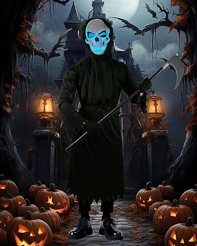 Miniatura 6 de Disfraz de la parca para niños y niñas, disfraz de fantasma aterrador de Halloween, disfraz de Halloween