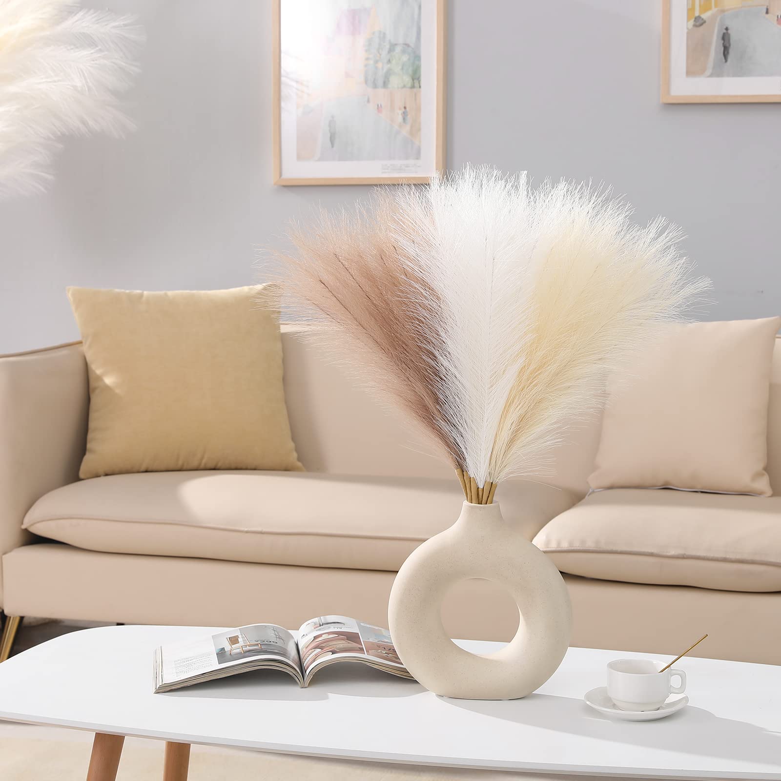 Erba Della Pampa Artificiale 60 Pezzi - 45 Cm | Decorazione Boho Per Casa, Matrimoni, Centrotavola | Colore Bianco