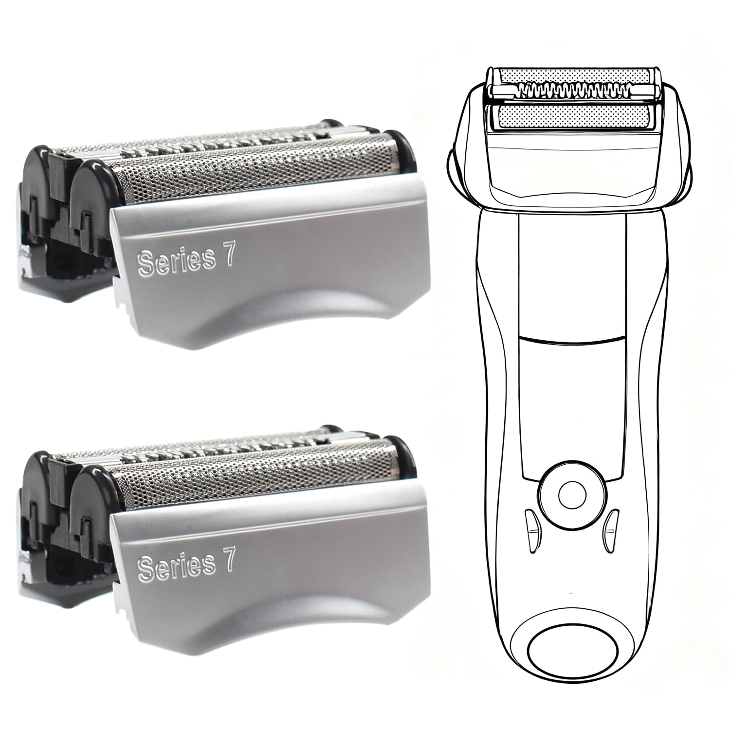 2 Pack Series 7 70S Electric Shaver Head Replacement for Braun, Foil Shaver Replacement Heads Compatible with Braun Series 7 Shavers 720cc, 730cc, 735s, 750cc, 760cc, 790cc, 795cc Shaver Foil