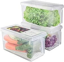 Produce Saver Refrigerator Organizer Bins - 4.5L x 3 SILIVO FreshWorks Stackable Fridge Storage Containers with Removable ...
