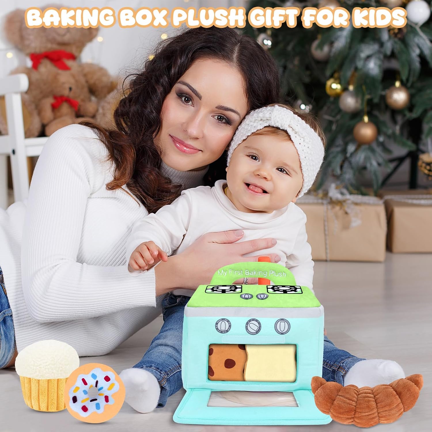My First Baking Plush, Baby Baking Toy Set with 5 Pcs Dessert Plushies for Toddlers, First Birthday Gifts for Boys Girls