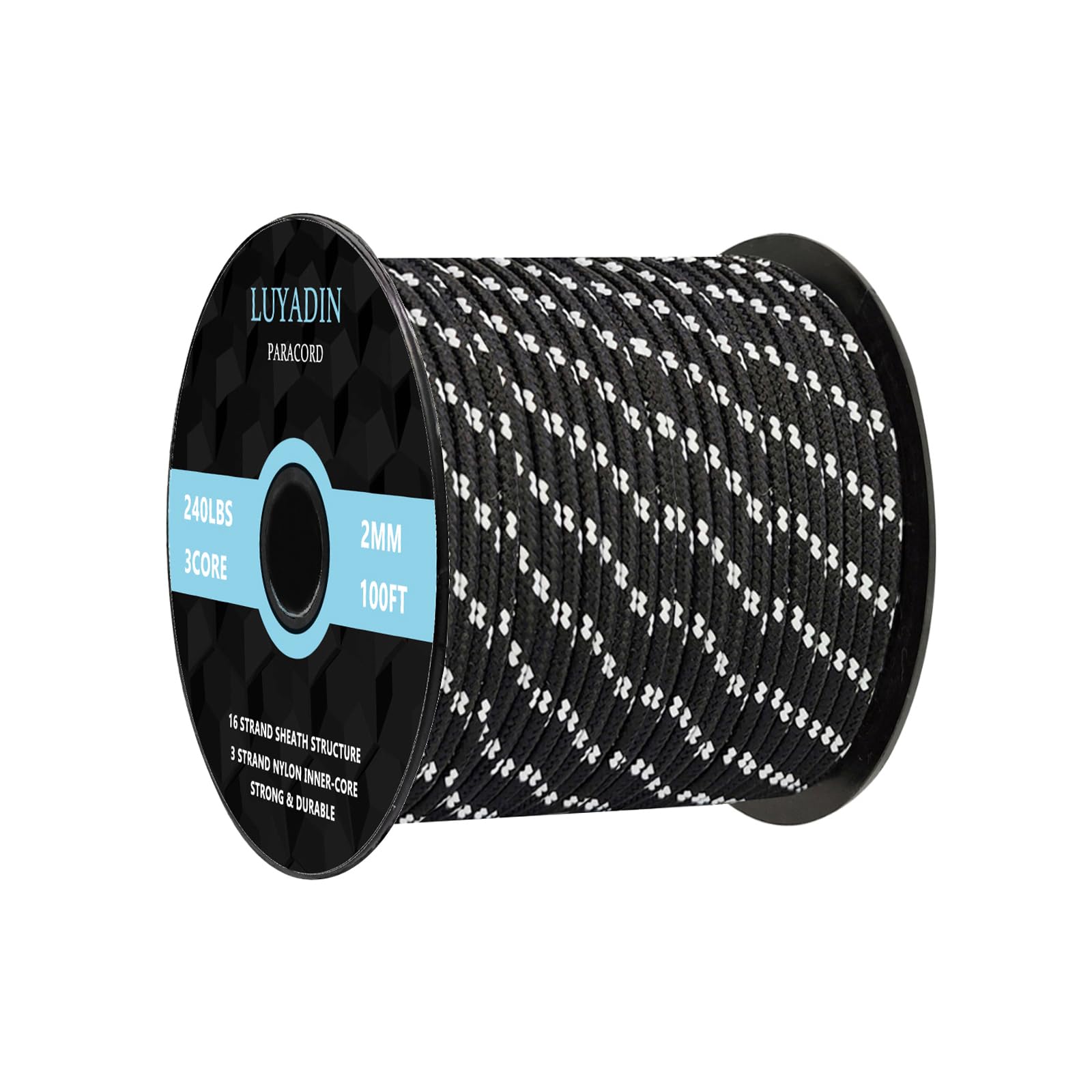 Paracord 240lb - Diameter 2mm Micro Utility Cord -3 Strand Parachute Spool Cord - 100ft 200ft,Paracord for Camping,Hiking,Fishing,Outdoor and DIY