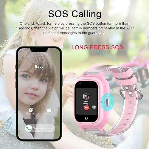 Miniatura 6 de LogHog 4G - Relojes inteligentes para niñas, teléfono de muñeca desbloqueado con seguimiento GPS en tiempo real, videollamadas, cámara, temperatura,