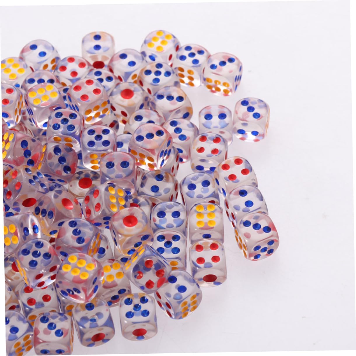 Acrylic Gaming Dice 100 Pcs #15 6 Sided Rounded Corner | Acrylic, Easy Rolling Design, for Gaming and Party Use, Bulk Pack 100 Pieces