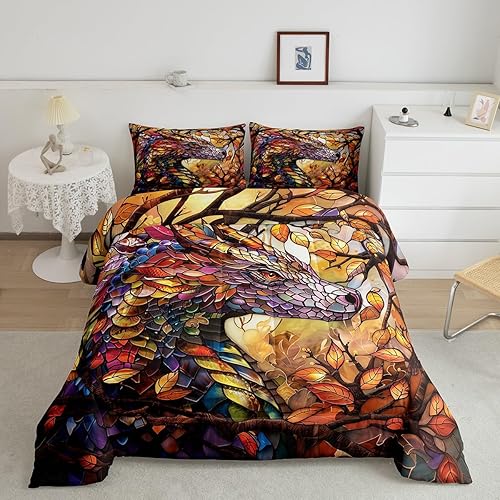 Miniatura 26 de Juego de edredón de dragón occidental, tamaño individual, juego de ropa de cama de relámpago, tsunami, desastre, olas del océano, decoración de Azul