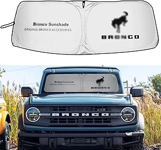 Windshield Sunshade Compatible with Bronco 2/4 Door 2021 2022 2023 Foldable Windshield Sun Visor Blocks UV Rays Foldable Sun Shield Upgrade Reflective Polyester Cover